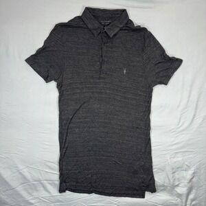 ALLSAINTS Dark Gray Heathered Short Sleeve Polo Shirt Men's Small